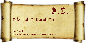 Máté Dusán névjegykártya